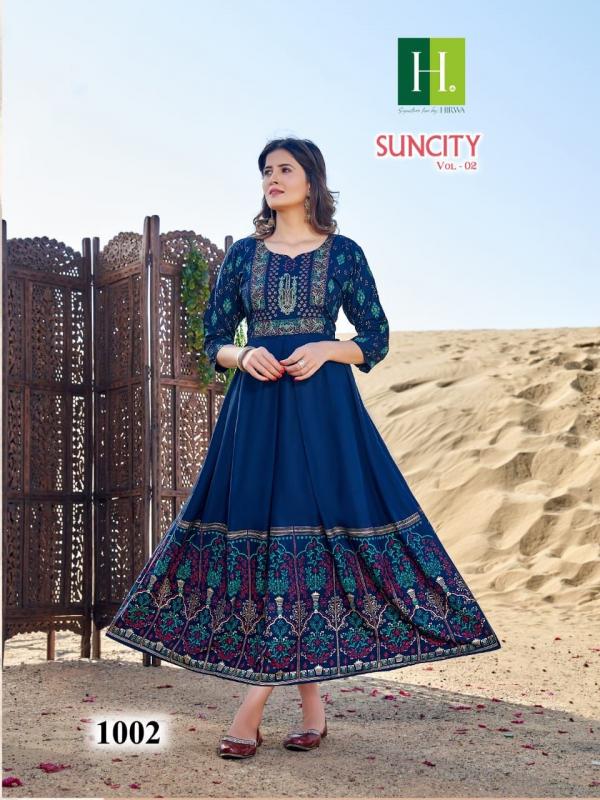 Hirwa Suncity Vol 2 Plus Size Designer Long Anarkali Kurti Collection